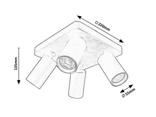 YORLI,IND.SPOT, 4XGU10 22X22CM WHITE