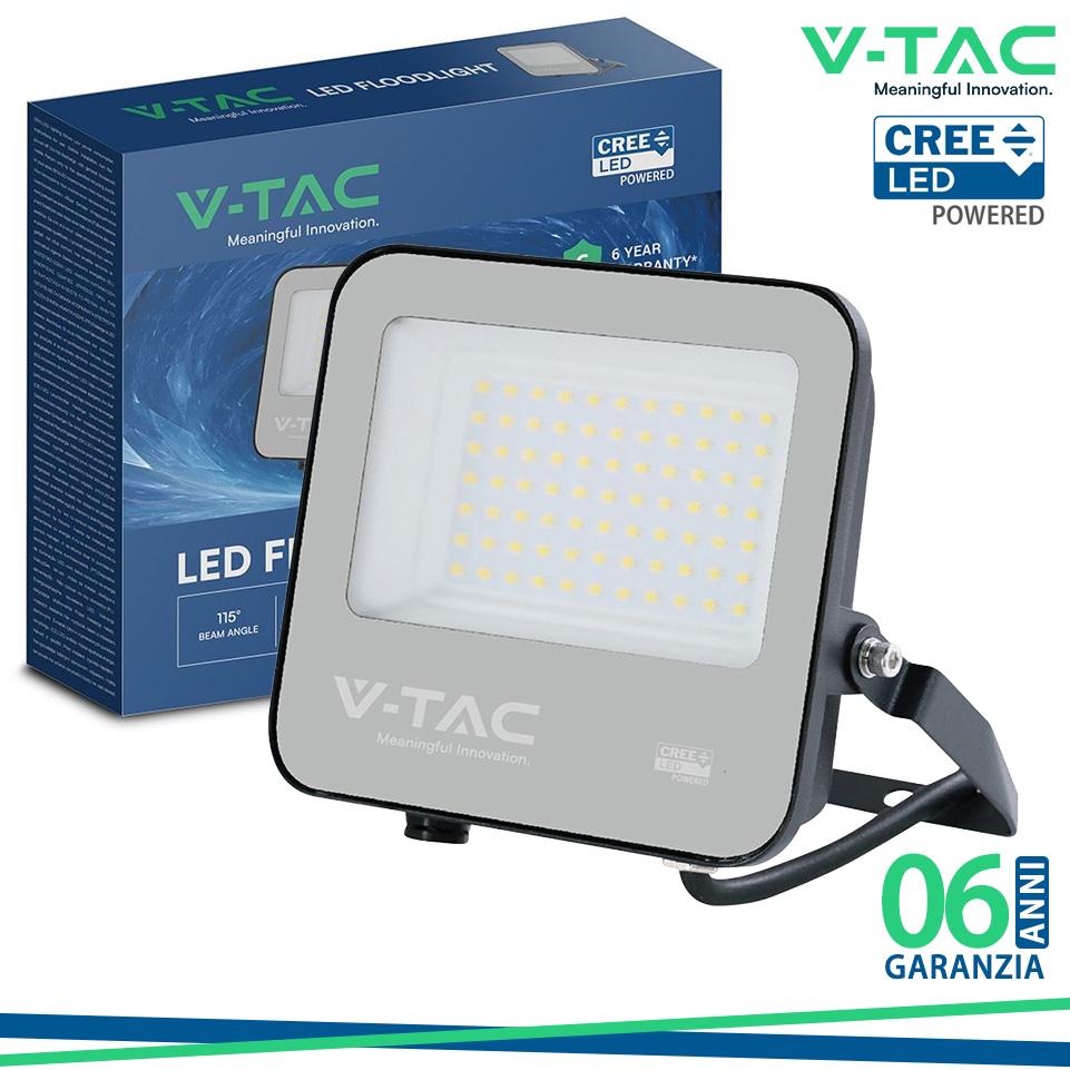 50W LED PROIETTORE SLIM CREE CHIP CORPO NERO GRIGIO 6500K 135LM/W