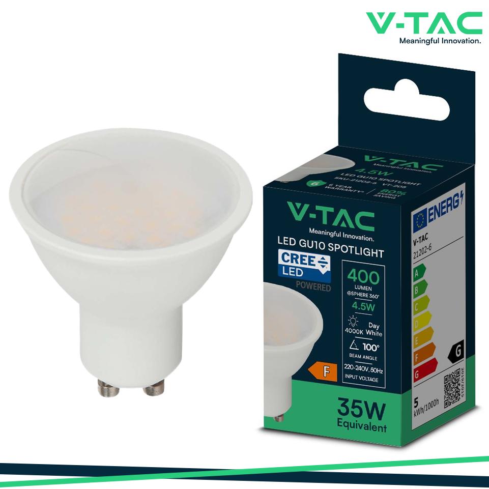 LED FARETTO CREE CHIP 4.5W GU10 PLASTICA 110   4000K