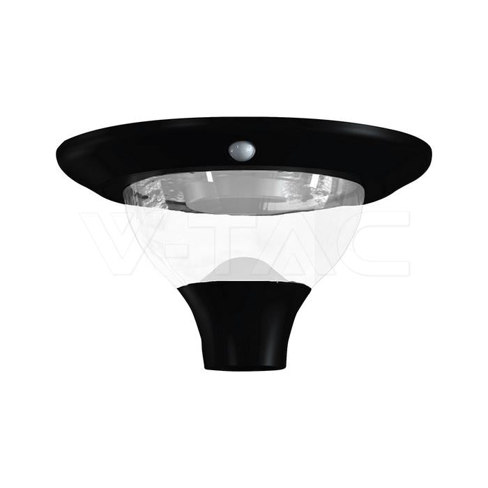 LAMPADA LED SOLARE DA GIARDINO 15W DA PALO CON SENSORE PIR NERA CCT IP65