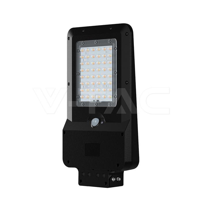 ARMATURA STRADALE SOLARE LED SMD 20W 150LM/W SENSORE PIR NERA CCT IP65