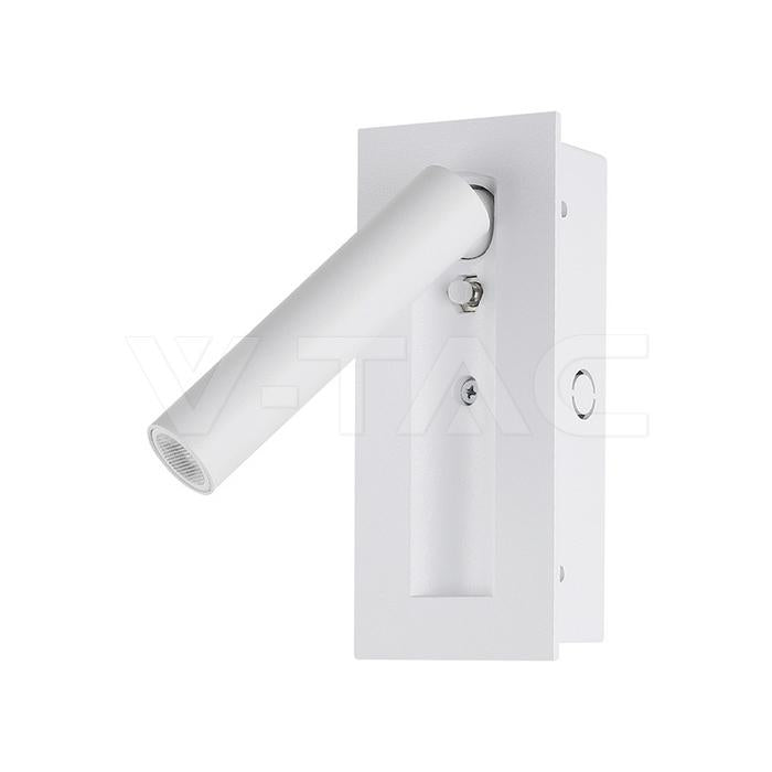 2W LED BEDSIDE LIGHT CREE CHIP  ALUMINUM+PC CORPO BIANCO IP20 3000K