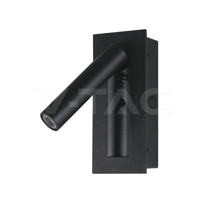 2W LED BEDSIDE LIGHT CREE CHIP ALUMINUM+PC CORPO NERO IP20 3000K