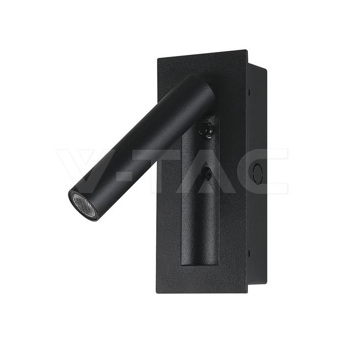 2W LED BEDSIDE LIGHT CREE CHIP ALUMINUM+PC CORPO NERO IP20 3000K