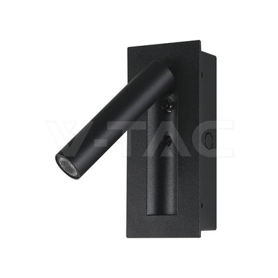 2W LED BEDSIDE LIGHT CREE CHIP ALUMINUM+PC CORPO NERO IP20 3000K