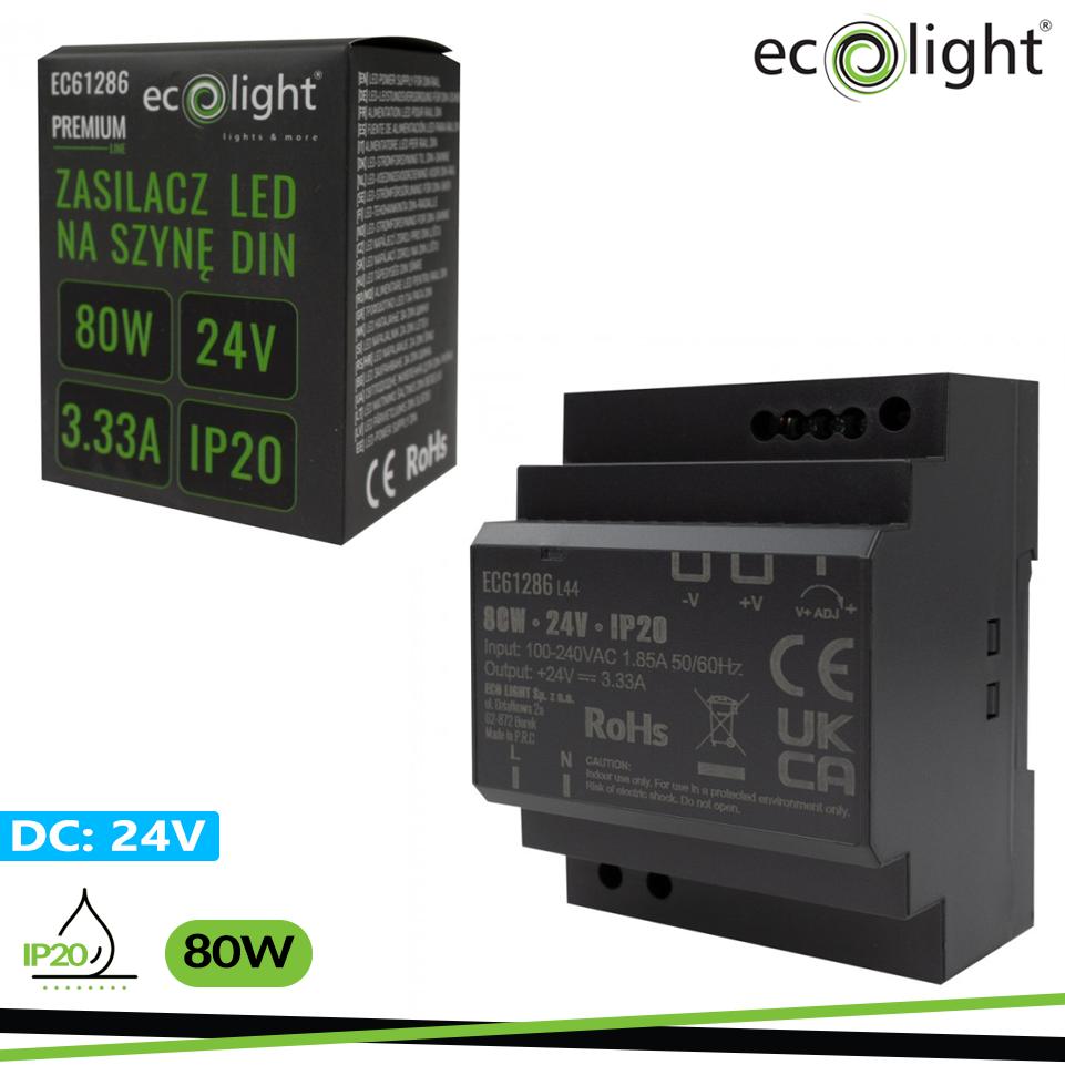 ALIMENTATORE DIN 24V 80W PREMIUM