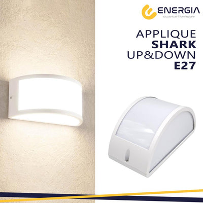 APPLIQUE SHARK IP54 E27 BIANCO