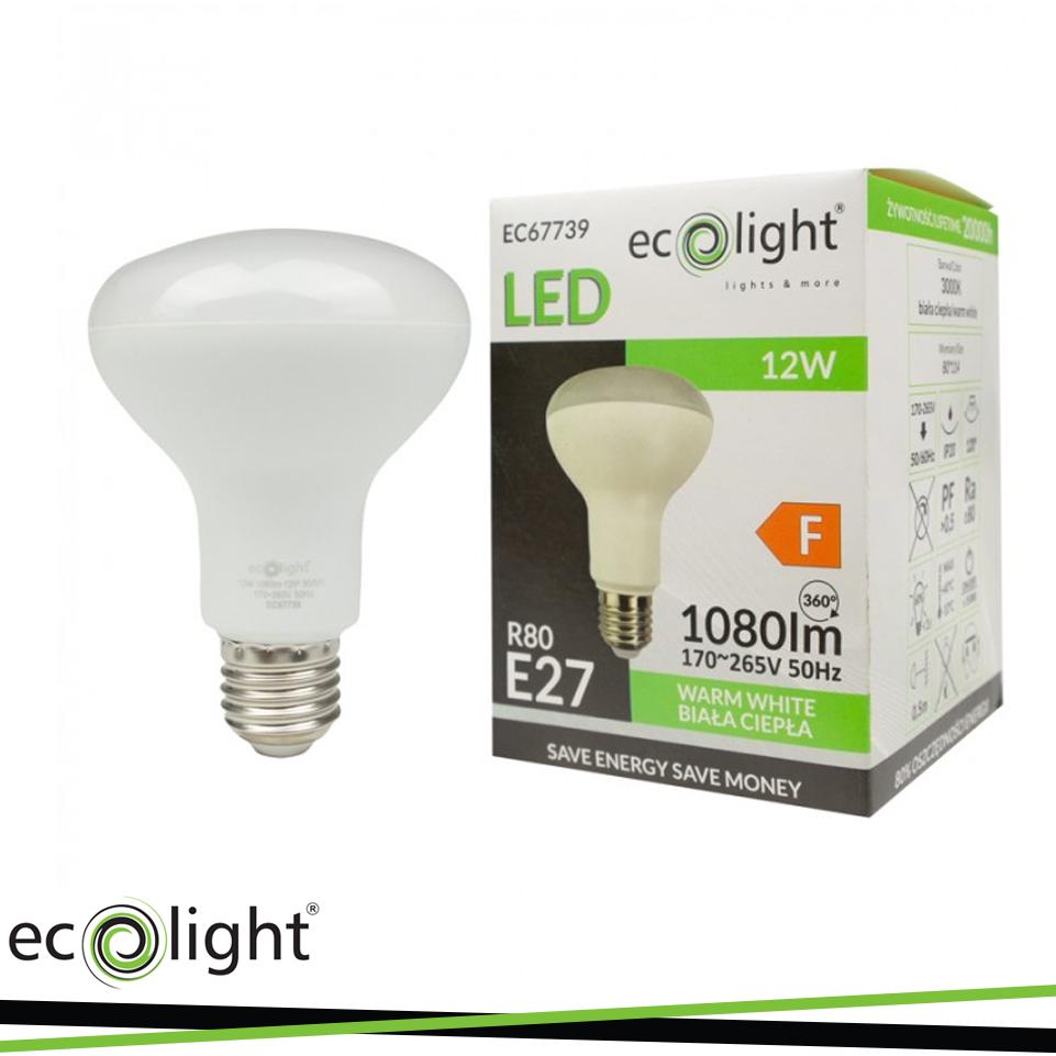 LAMPADINA R80 E27 12W 3000K 1080LM