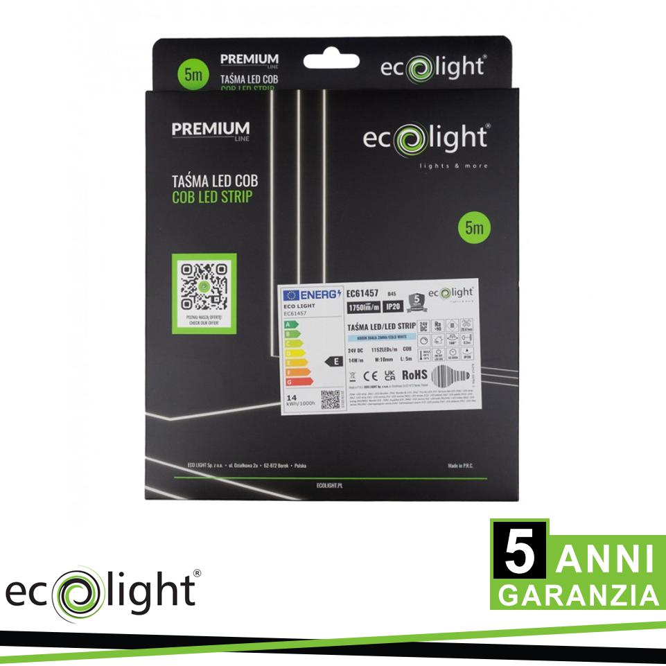 STRISCIA LED 24V FULL COB 1152 6000K 14W 1750LM/M IP20 5MT