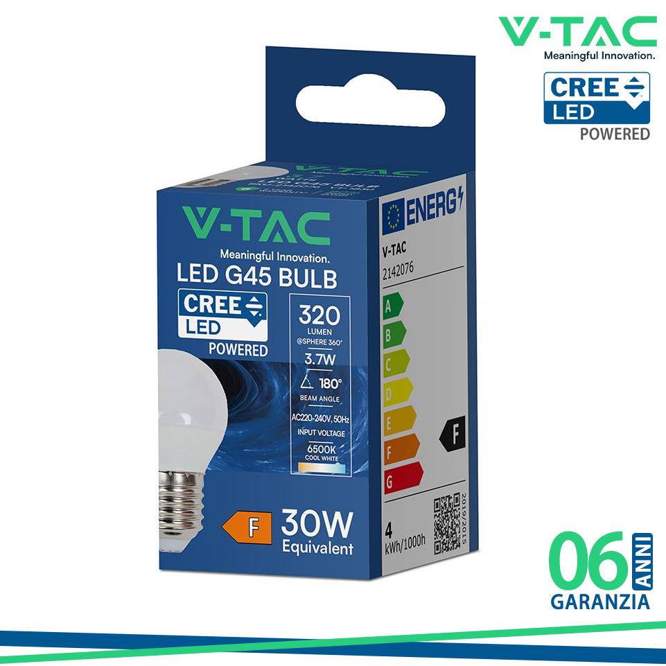 3.7W LED LAMPADINA E27 CREE CHIP G45 4500K