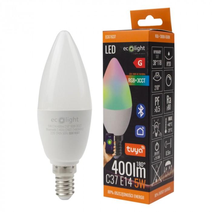 LAMPADINA LED E14 C37 5W RGB+CCCT TUYA SMART BLUETOOTH