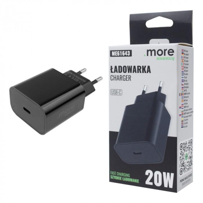 CARICABATTERIE USB-C DA 20W NERO 3A