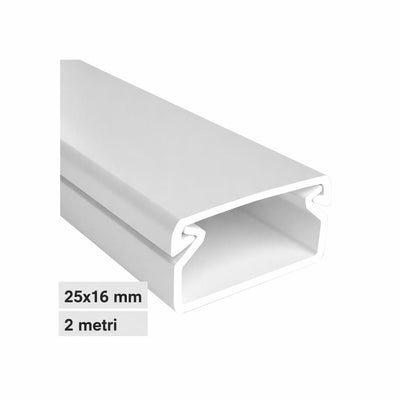 CANALINA PVC 2MT 25X16 BIANCA  CON TAPPO DI CHIUSURA