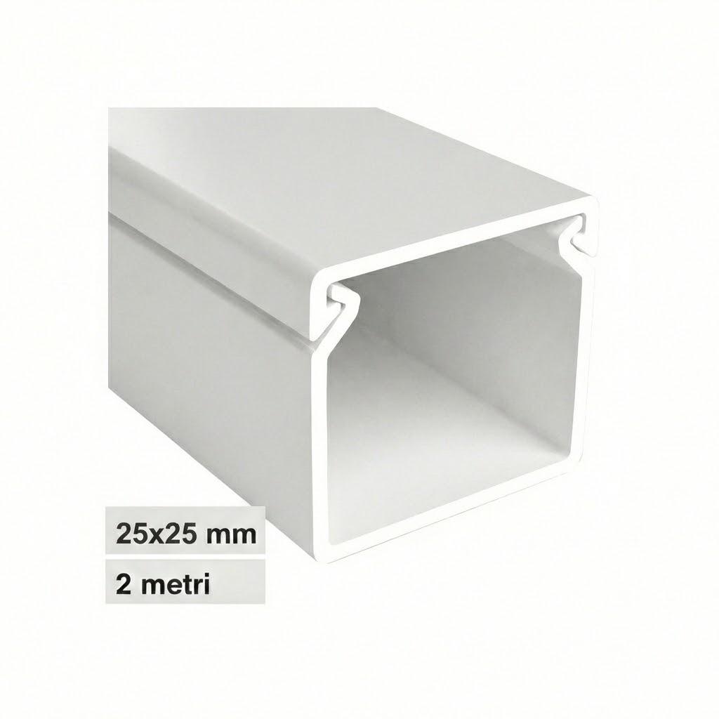 CANALINA PVC 2MT 25X25 BIANCA  CON TAPPO DI CHIUSURA