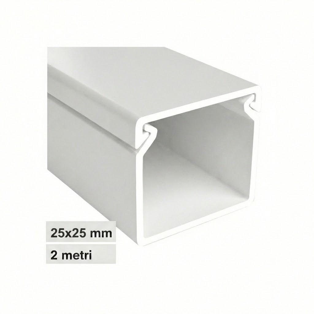 CANALINA PVC 2MT 25X25 BIANCA  CON TAPPO DI CHIUSURA