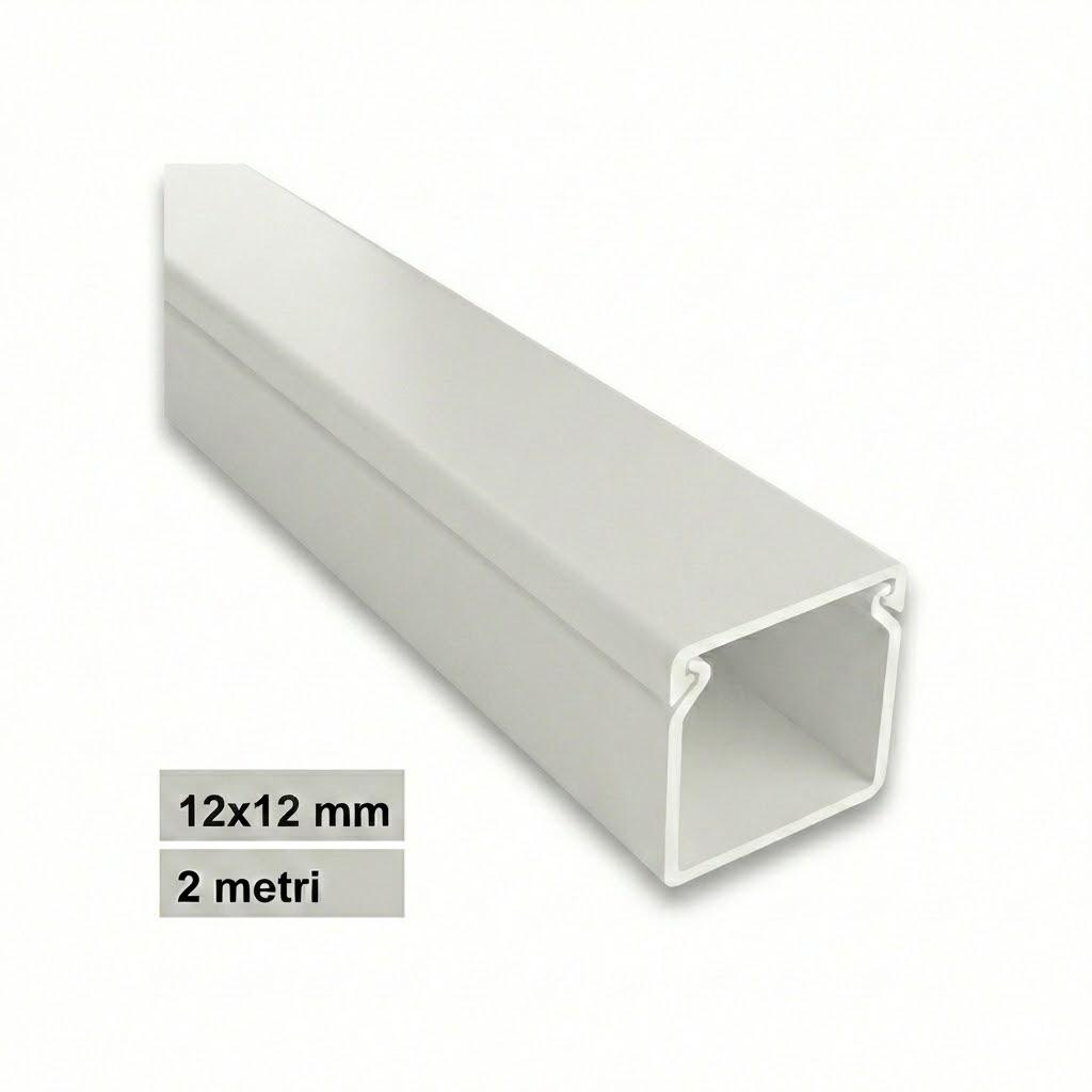 CANALINA PVC 2MT 12X12 BIANCA  CON TAPPO DI CHIUSURA
