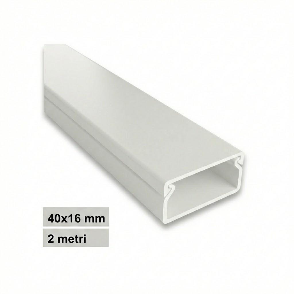CANALINA PVC 2MT 40X16 BIANCA  CON TAPPO DI CHIUSURA