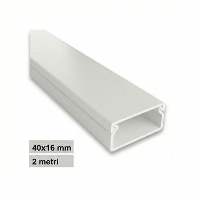 CANALINA PVC 2MT 40X16 BIANCA  CON TAPPO DI CHIUSURA