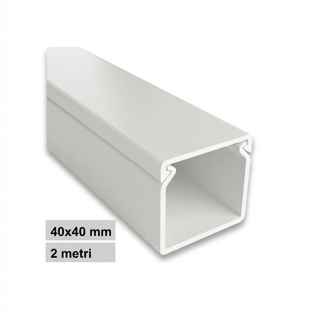 CANALINA PVC 2MT 40X40 BIANCA  CON TAPPO DI CHIUSURA