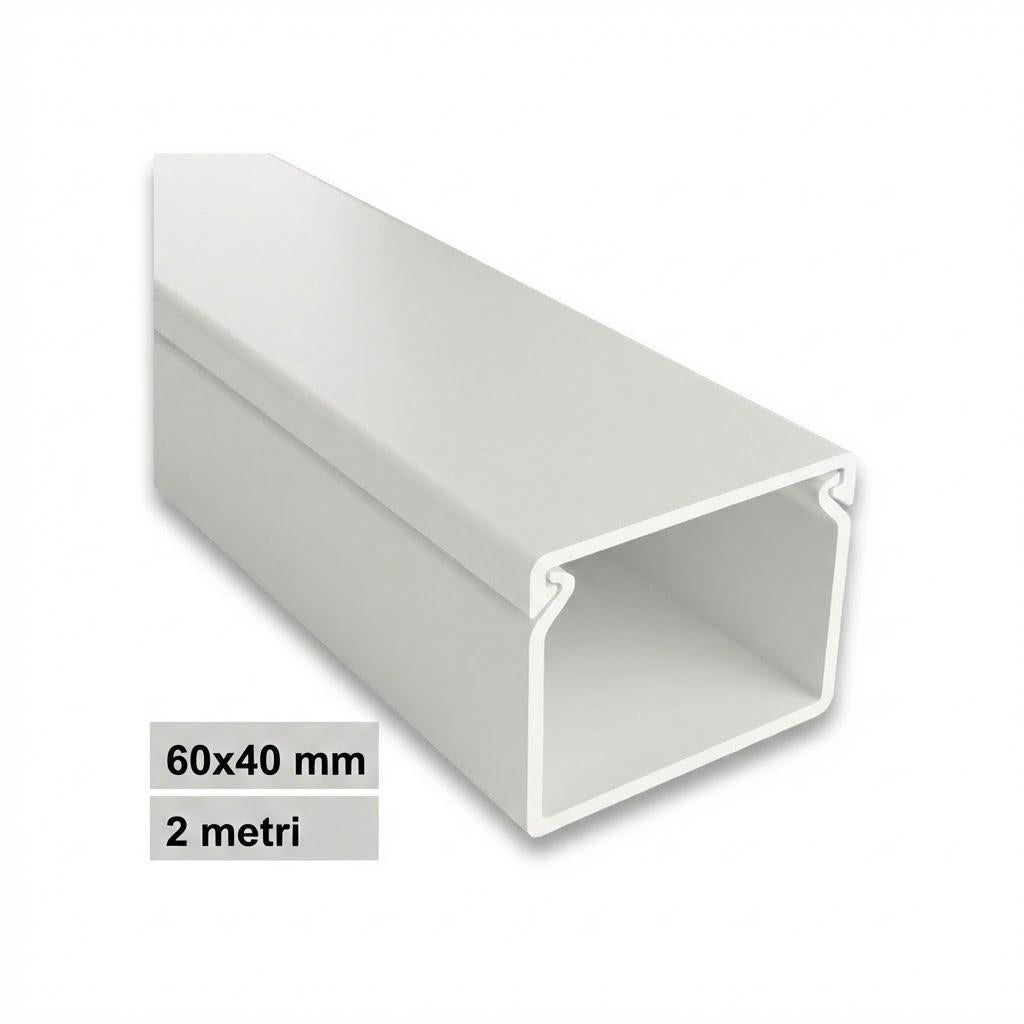 CANALINA PVC 2MT 60X40 BIANCA  CON TAPPO DI CHIUSURA