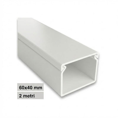 CANALINA PVC 2MT 60X40 BIANCA  CON TAPPO DI CHIUSURA