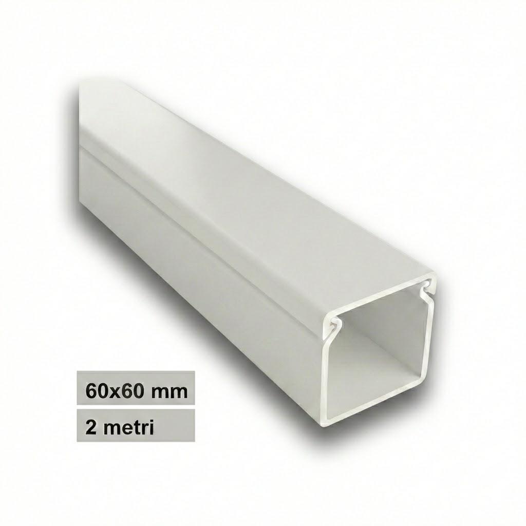CANALINA PVC 2MT 60X60 BIANCA  CON TAPPO DI CHIUSURA