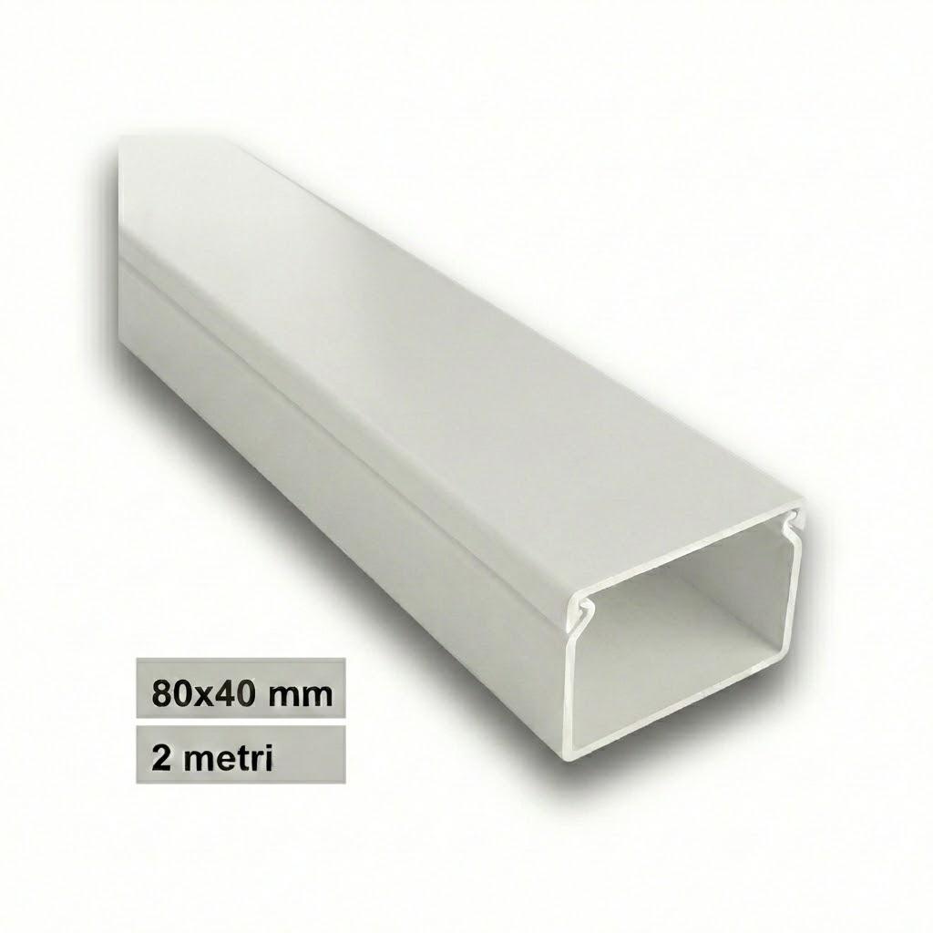 CANALINA PVC 2MT 80X40 BIANCA  CON TAPPO DI CHIUSURA