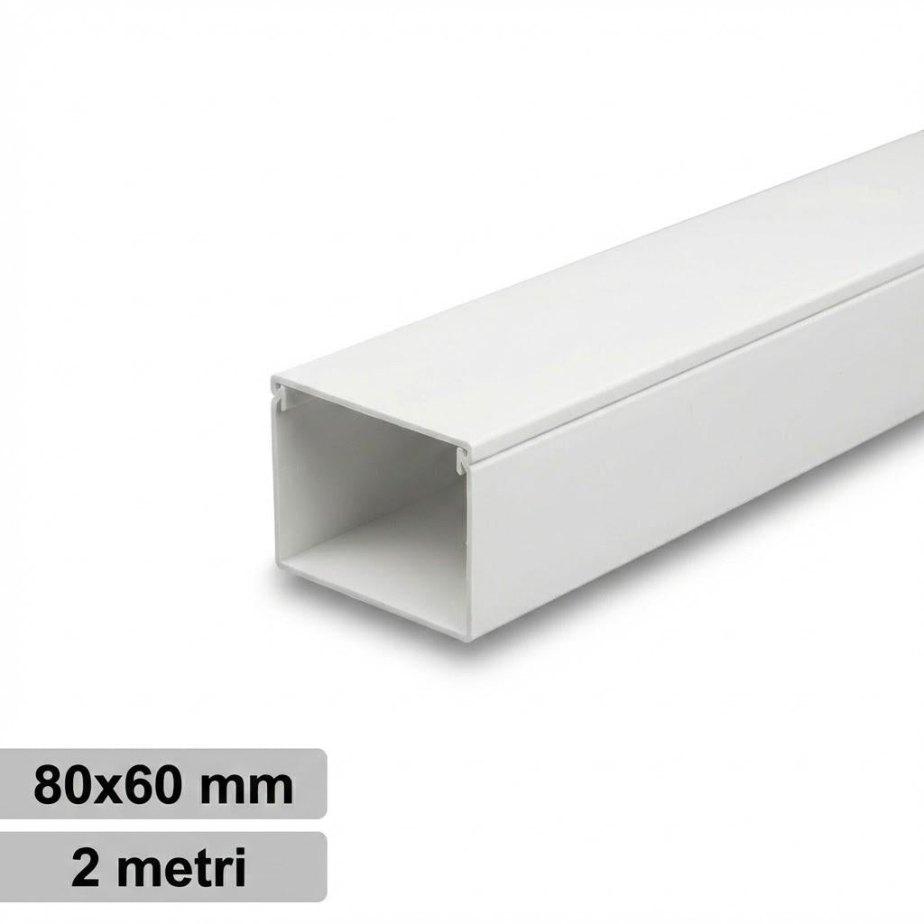 CANALINA PVC 2MT 80X60 BIANCA  CON TAPPO DI CHIUSURA