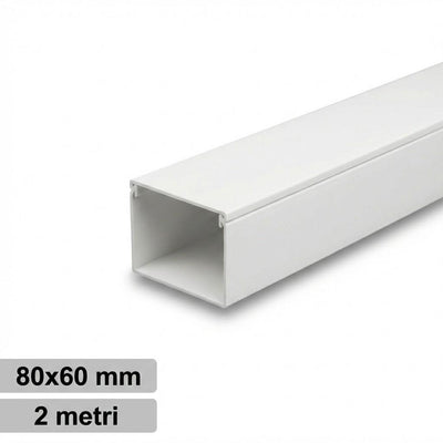 CANALINA PVC 2MT 80X60 BIANCA  CON TAPPO DI CHIUSURA