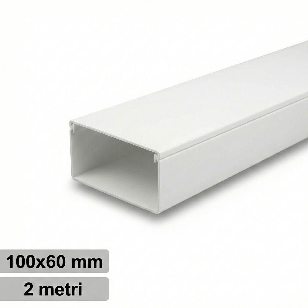 CANALINA PVC 2MT 100X60 BIANCA CON TAPPO DI CHIUSURA