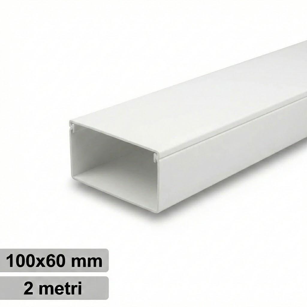 CANALINA PVC 2MT 100X60 BIANCA CON TAPPO DI CHIUSURA