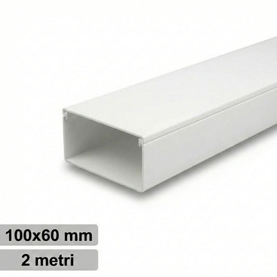 CANALINA PVC 2MT 100X60 BIANCA CON TAPPO DI CHIUSURA