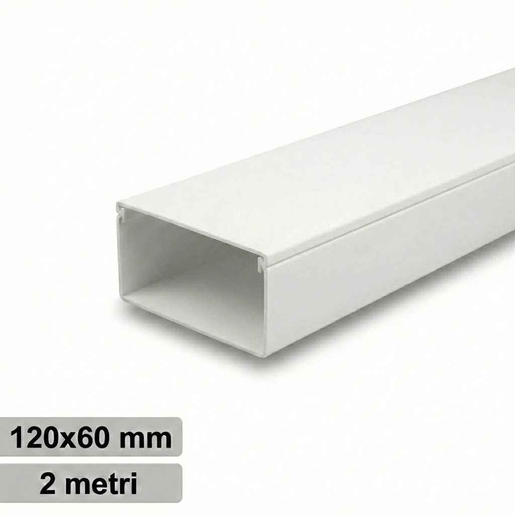 CANALINA PVC 2MT 120X60 BIANCA CON TAPPO DI CHIUSURA