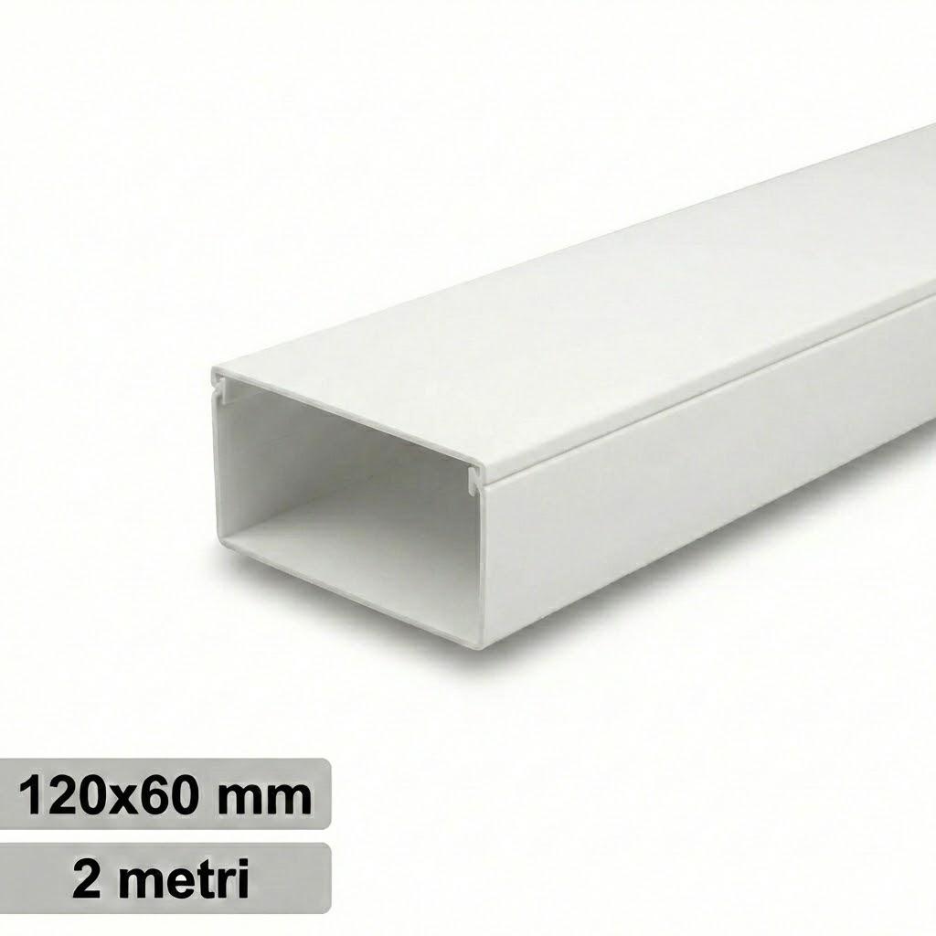CANALINA PVC 2MT 120X60 BIANCA CON TAPPO DI CHIUSURA
