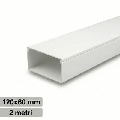 CANALINA PVC 2MT 120X60 BIANCA CON TAPPO DI CHIUSURA