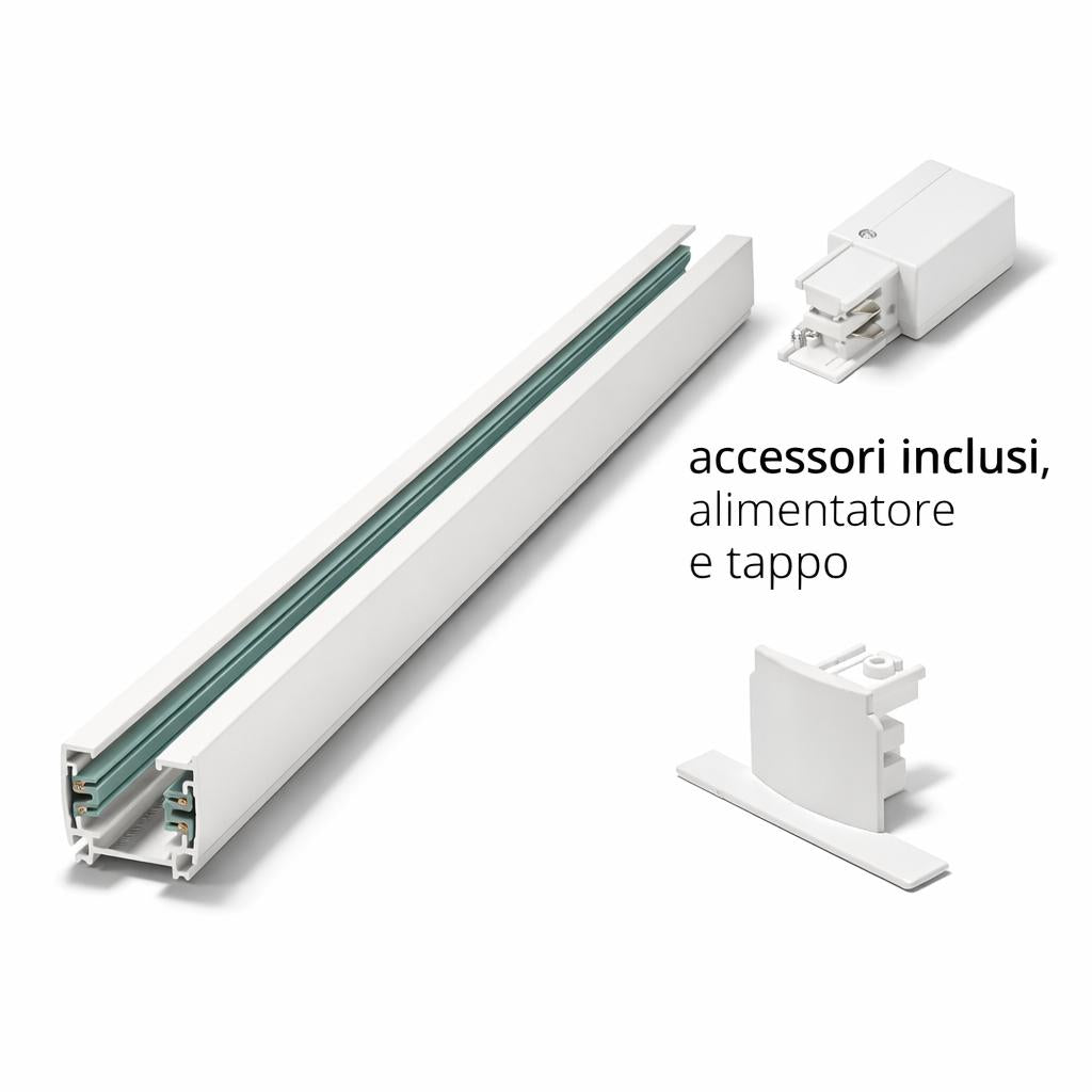 TRACK UNIVERSALE 4 LINEE 1M BIANCO INCL.ALIMENTATORE E TAPPO
