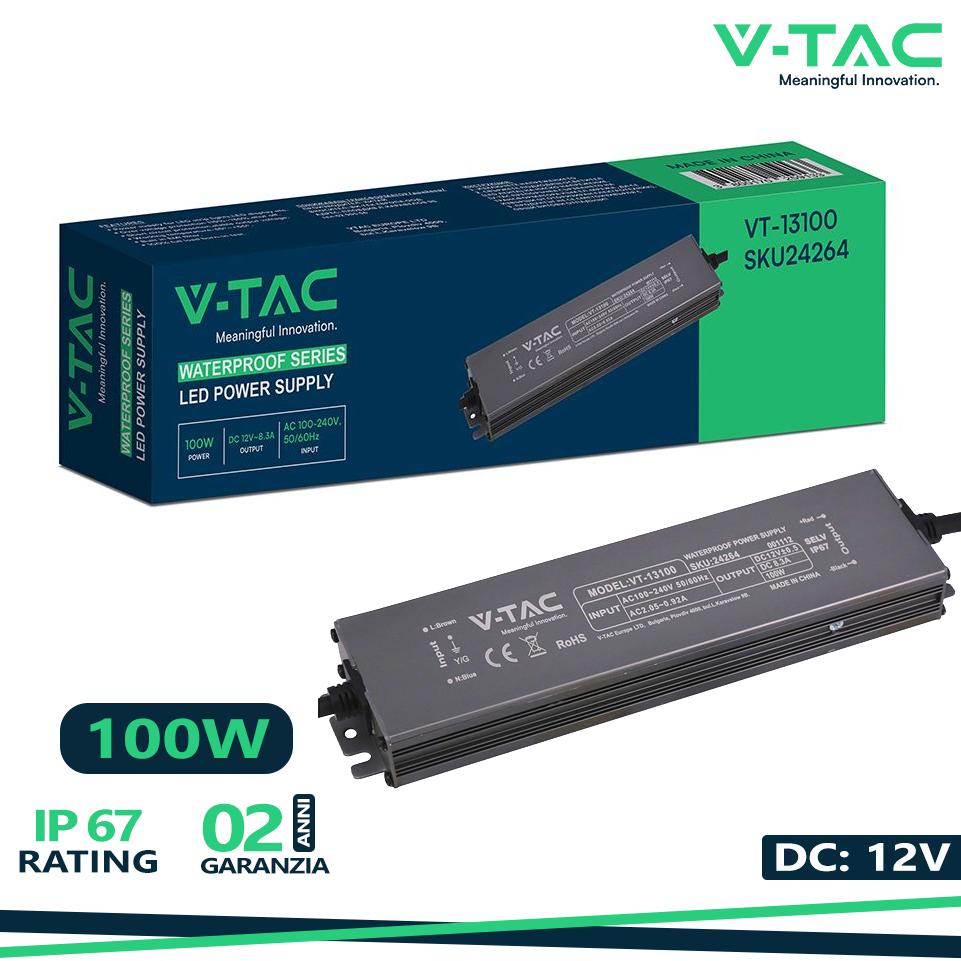 ALIMENTATORE LED IN METALLO 100W 12V 8.3  IP67