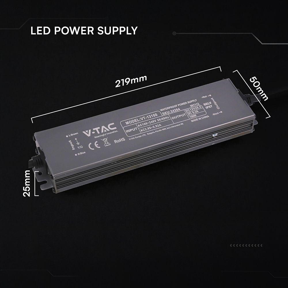 ALIMENTATORE LED IN METALLO 100W 12V 8.3  IP67