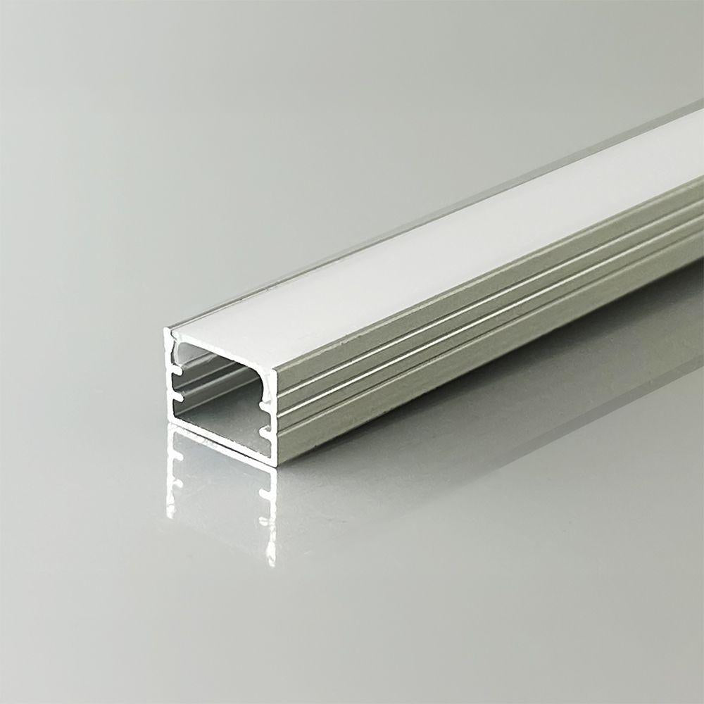 PROFILO LINEARE PER STRIP LED FINO A 13.2MM, ALLUMINIO SILVER CON COPERTURA OPACA 2000X14.8X10MM