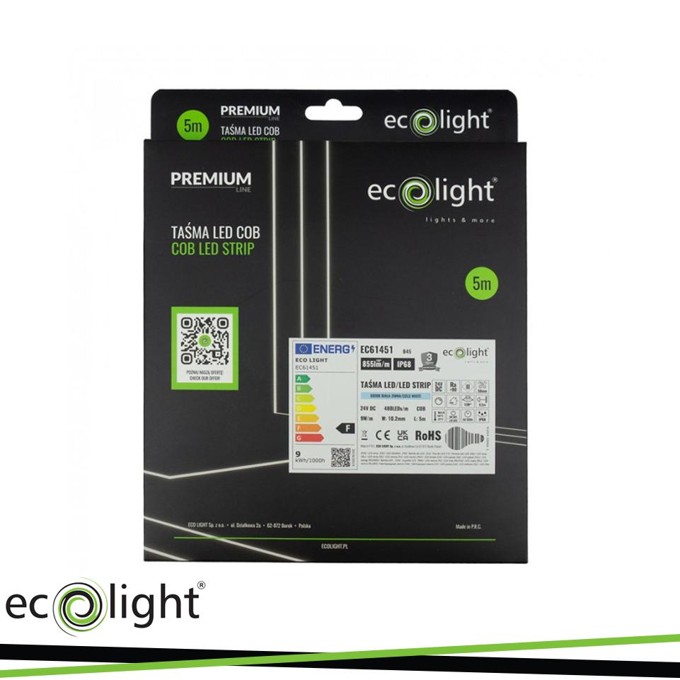 STRISCIA COB AL NEON 24V 6000K  9W 480 855LM/M IP68 5MT