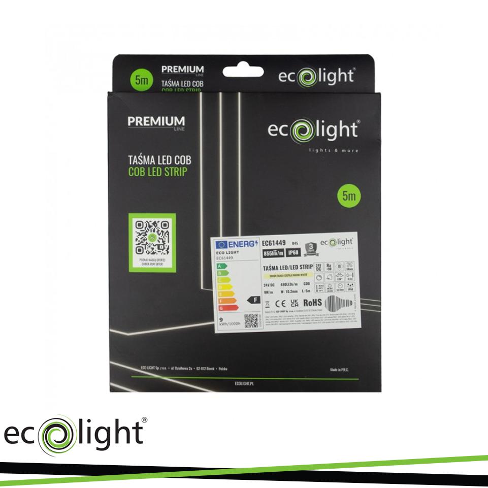 STRISCIA COB AL NEON 24V 3000K 9W 480 855LM/M IP68 5MT