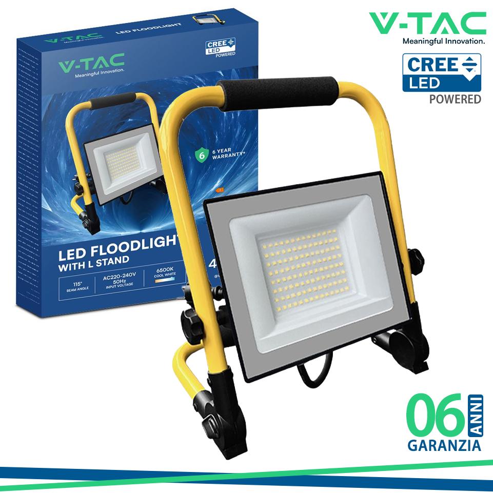 FARO LED DA CANTIERE CHIP CREE 50W CON STAFFA E CAVO 3M 4000K NERO IP65
