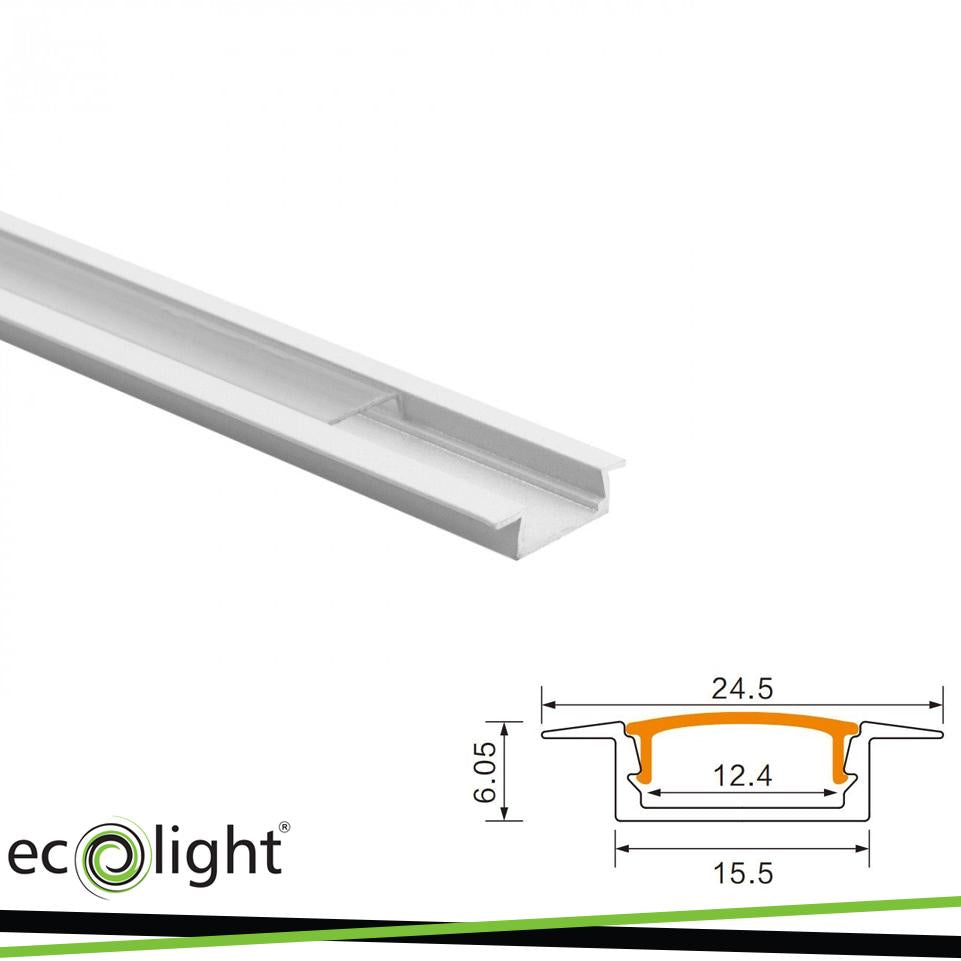 PROFILO DA INCASSO P02 BIANCO + COVER TRASPARENTE 2MT