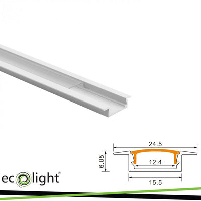 PROFILO DA INCASSO P02 BIANCO + COVER TRASPARENTE 2MT