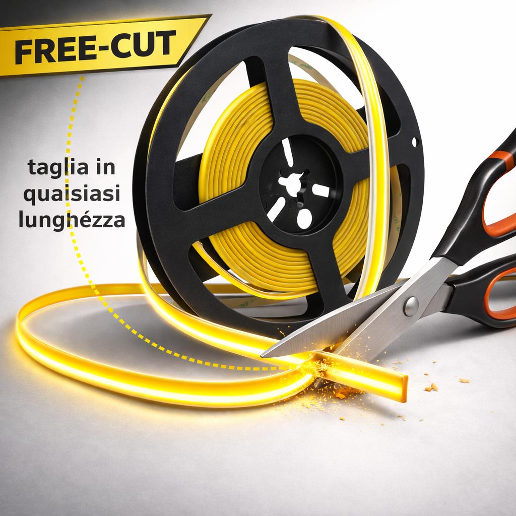 STRISCIA LED COB 480 24V 9W/M  4000K IP20 TAGLIO LIBERO 5M