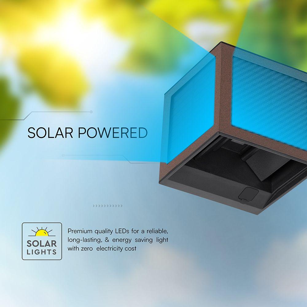 APPLIQUE SOLARE LED DA GIARDINO QUADRATA CON SENSORE PIR E USB MARRONE CCT IP65