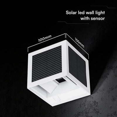 APPLIQUE SOLARE LED DA GIARDINO QUADRATA CON SENSORE PIR E USB BIANCA CCT IP65