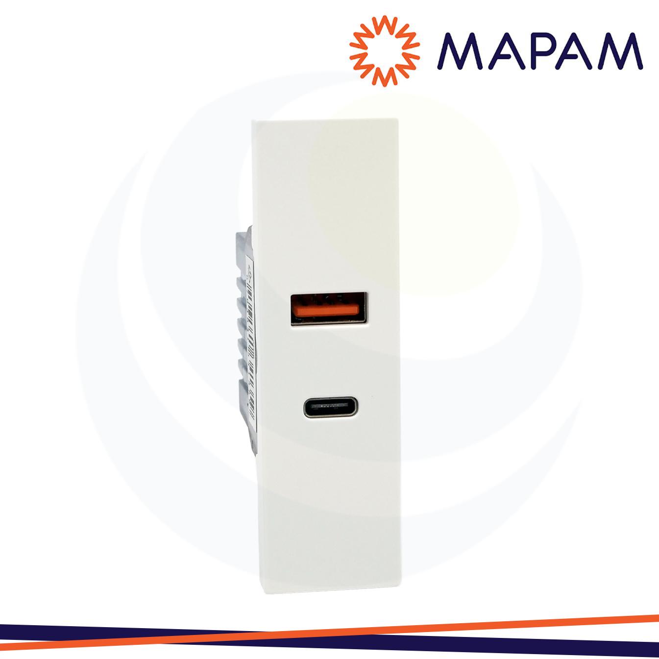 DOPPIA PRESA USB A+C BIANCO    LINEA ZEN
