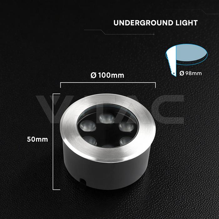 FARETTO LED SEGNAPASSO ROTONDO DA INCASSO 6W CALPESTABILE SILVER 3000K IP67