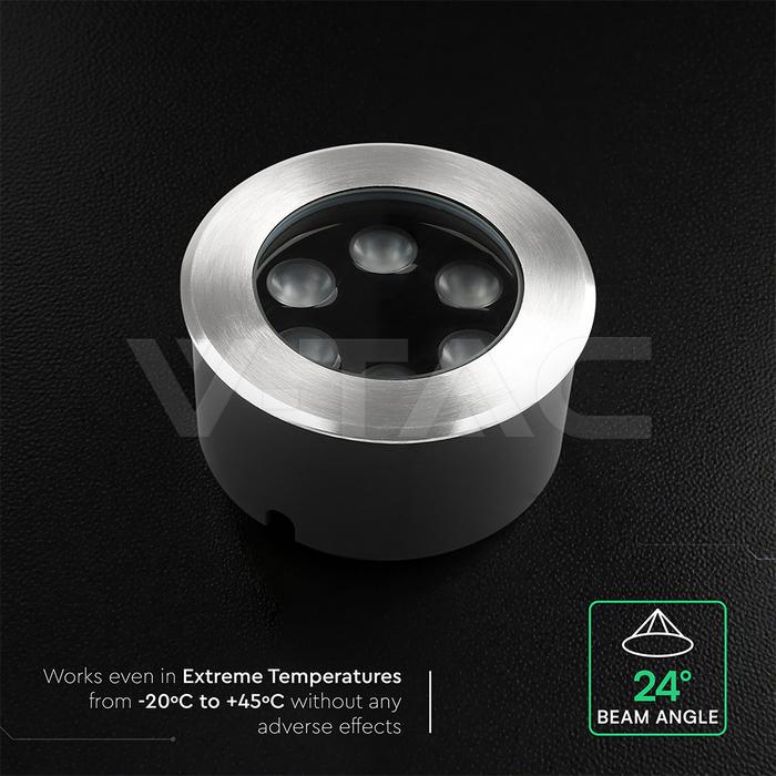 FARETTO LED SEGNAPASSO ROTONDO DA INCASSO 6W CALPESTABILE SILVER 4000K IP67